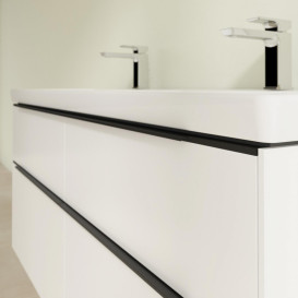 Тумба під раковину Villeroy & Boch Subway 3.0 127,2х57,6 см ДСП/алюміній чистий білий/чорний вулкан C56801VF