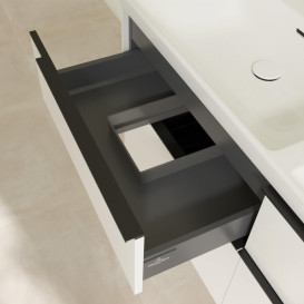 Тумба під раковину Villeroy & Boch Subway 3.0 127,2х57,6 см ДСП/алюміній чистий білий/чорний вулкан C56801VF