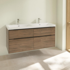 Тумба под раковину Villeroy & Boch Subway 3.0 127,2х57,6 см ДСП/алюминий дуб аризона/черный вулкан C56801VH