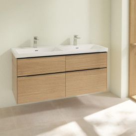 Тумба під раковину Villeroy & Boch Subway 3.0 127,2х57,6 см ДСП/алюміній північний дуб/чорний вулкан C56801VJ