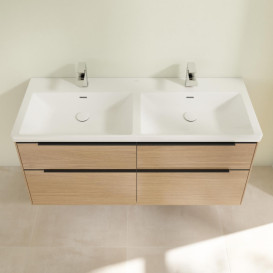 Тумба під раковину Villeroy & Boch Subway 3.0 127,2х57,6 см ДСП/алюміній північний дуб/чорний вулкан C56801VJ