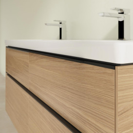 Тумба під раковину Villeroy & Boch Subway 3.0 127,2х57,6 см ДСП/алюміній північний дуб/чорний вулкан C56801VJ