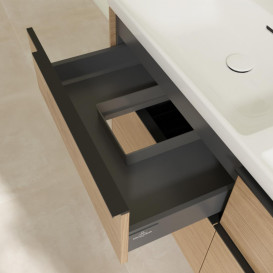 Тумба під раковину Villeroy & Boch Subway 3.0 127,2х57,6 см ДСП/алюміній північний дуб/чорний вулкан C56801VJ