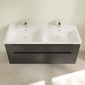 Тумба под раковину Villeroy & Boch Subway 3.0 127,2х57,6 см ДСП/алюминий черный вулкан C56801VL