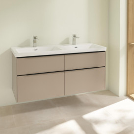 Тумба под раковину Villeroy & Boch Subway 3.0 127,2х57,6 см ДСП/алюминий тауп/черный вулкан C56801VM