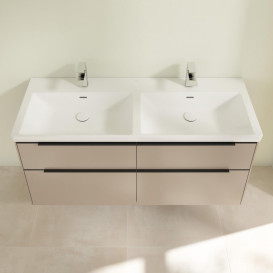 Тумба под раковину Villeroy & Boch Subway 3.0 127,2х57,6 см ДСП/алюминий тауп/черный вулкан C56801VM