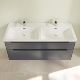 Тумба под раковину Villeroy & Boch Subway 3.0 127,2х57,6 см ДСП/алюминий морской синий/черный вулкан C56801VQ