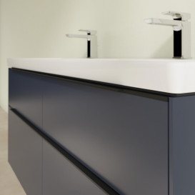 Тумба под раковину Villeroy & Boch Subway 3.0 127,2х57,6 см ДСП/алюминий морской синий/черный вулкан C56801VQ