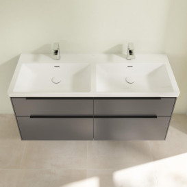 Тумба под раковину Villeroy & Boch Subway 3.0 127,2х57,6 см ДСП/алюминий графит/черный вулкан C56801VR