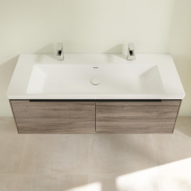 Тумба под раковину Villeroy & Boch Subway 3.0 127,2х42,9 см ДСП/алюминий дуб каменный/черный вулкан C60101RK