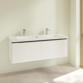 Тумба под раковину Villeroy & Boch Subway 3.0 127,2х42,9 см ДСП/алюминий бриллиантовый белый/черный вулкан C60101VE