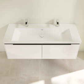 Тумба под раковину Villeroy & Boch Subway 3.0 127,2х42,9 см ДСП/алюминий бриллиантовый белый/черный вулкан C60101VE