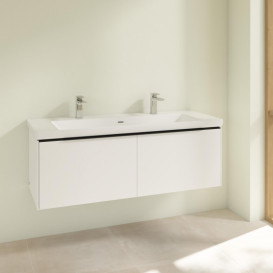 Тумба под раковину Villeroy & Boch Subway 3.0 127,2х42,9 см ДСП/алюминий чистый белый/черный вулкан C60101VF