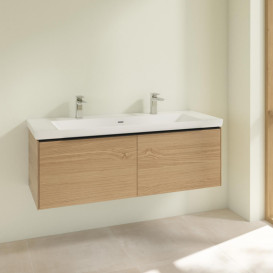 Тумба під раковину Villeroy & Boch Subway 3.0 127,2х42,9 см ДСП/алюміній дуб північний/чорний вулкан C60101VJ