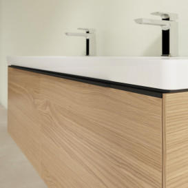 Тумба під раковину Villeroy & Boch Subway 3.0 127,2х42,9 см ДСП/алюміній дуб північний/чорний вулкан C60101VJ