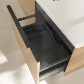 Тумба під раковину Villeroy & Boch Subway 3.0 127,2х42,9 см ДСП/алюміній дуб північний/чорний вулкан C60101VJ