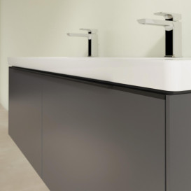 Тумба под раковину Villeroy & Boch Subway 3.0 127,2х42,9 см ДСП/алюминий графит/черный вулкан C60101VR