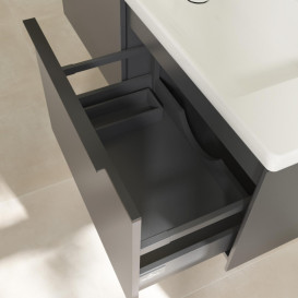 Тумба под раковину Villeroy & Boch Subway 3.0 127,2х42,9 см ДСП/алюминий графит/черный вулкан C60101VR