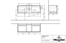 Тумба под раковину Villeroy & Boch Subway 3.0 127,2х42,9 см ДСП/алюминий серый кашемир/монохром C60102VN
