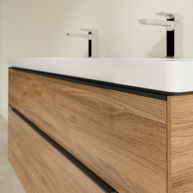 Тумба під раковину Villeroy & Boch Subway 3.0 127,2х57,6 см ДСП/алюміній дуб канзас/чорний вулкан C60201RH