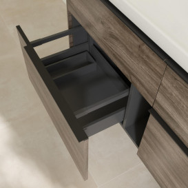 Тумба под раковину Villeroy & Boch Subway 3.0 127,2х57,6 см ДСП/алюминий дуб каменный/черный вулкан C60201RK