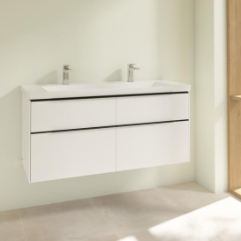 Тумба під раковину Villeroy & Boch Subway 3.0 127,2х57,6 см ДСП/алюміній білий діамант/чорний вулкан C60201VE