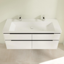 Тумба під раковину Villeroy & Boch Subway 3.0 127,2х57,6 см ДСП/алюміній білий діамант/чорний вулкан C60201VE