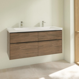 Тумба под раковину Villeroy & Boch Subway 3.0 127,2х57,6 см ДСП/алюминий дуб аризона/черный вулкан C60201VH