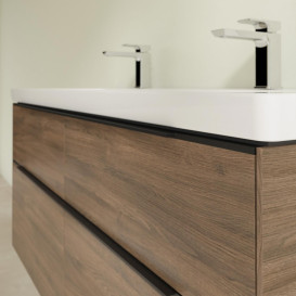 Тумба под раковину Villeroy & Boch Subway 3.0 127,2х57,6 см ДСП/алюминий дуб аризона/черный вулкан C60201VH