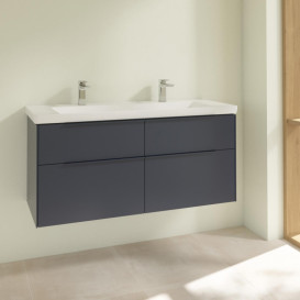 Тумба под раковину Villeroy & Boch Subway 3.0 127,2х57,6 см ДСП/алюминий морской синий/монохром C60202VQ