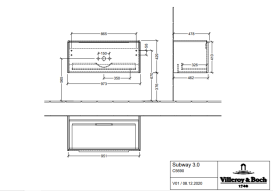 Тумба под раковину Villeroy & Boch Subway 3.0 97,3х42,9 см ДСП/алюминий графит C56900VR