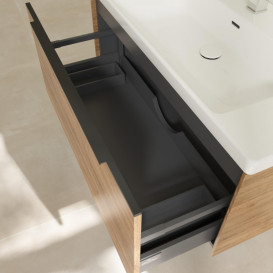 Тумба під раковину Villeroy & Boch Subway 3.0 97,3х42,9 см ДСП/алюміній дуб канзас/чорний вулкан C56901RH