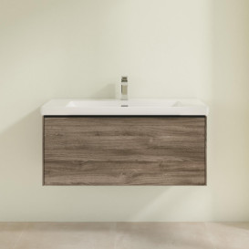 Тумба под раковину Villeroy & Boch Subway 3.0 97,3х42,9 см ДСП/алюминий дуб каменный/черный вулкан C56901RK