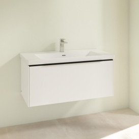 Тумба под раковину Villeroy & Boch Subway 3.0 97,3х42,9 см ДСП/алюминий белый бриллиант/черный вулкан C56901VE