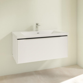 Тумба под раковину Villeroy & Boch Subway 3.0 97,3х42,9 см ДСП/алюминий чистый белый/черный вулкан C56901VF