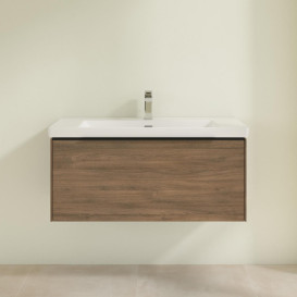 Тумба под раковину Villeroy & Boch Subway 3.0 97,3х42,9 см ДСП/алюминий дуб аризона/черный вулкан C56901VH