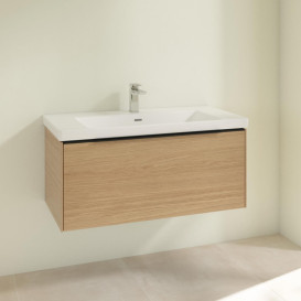 Тумба під раковину Villeroy & Boch Subway 3.0 97,3х42,9 см ДСП/алюміній дуб північний/чорний вулкан C56901VJ