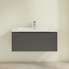 Тумба под раковину Villeroy & Boch Subway 3.0 97,3х42,9 см ДСП/алюминий графит/черный вулкан C56901VR