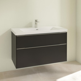 Тумба под раковину Villeroy & Boch Subway 3.0 97,3х57,6 см ДСП/алюминий черный вулкан C57000VL