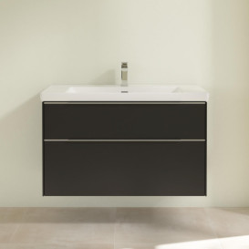 Тумба под раковину Villeroy & Boch Subway 3.0 97,3х57,6 см ДСП/алюминий черный вулкан C57000VL