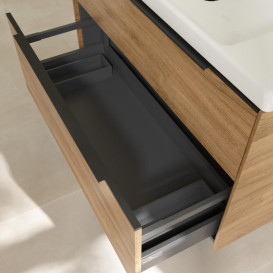 Тумба під раковину Villeroy & Boch Subway 3.0 97,3х57,6 см ДСП/алюміній дуб канзас/чорний вулкан C57001RH