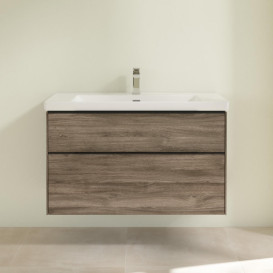 Тумба под раковину Villeroy & Boch Subway 3.0 97,3х57,6 см ДСП/алюминий дуб каменный/черный вулкан C57001RK
