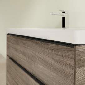 Тумба под раковину Villeroy & Boch Subway 3.0 97,3х57,6 см ДСП/алюминий дуб каменный/черный вулкан C57001RK