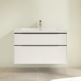 Тумба под раковину Villeroy & Boch Subway 3.0 97,3х57,6 см ДСП/алюминий чистый белый/черный вулкан C57001VF