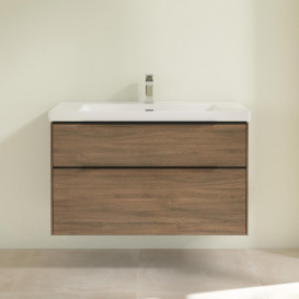 Тумба під раковину Villeroy & Boch Subway 3.0 97,3х57,6 см ДСП/алюміній дуб аризона/чорний вулкан C57001VH