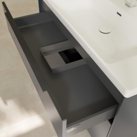 Тумба под раковину Villeroy & Boch Subway 3.0 97,3х57,6 см ДСП/алюминий морской синий/черный вулкан C57001VQ