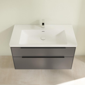 Тумба под раковину Villeroy & Boch Subway 3.0 97,3х57,6 см ДСП/алюминий графит/черный вулкан C57001VR