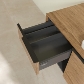 Тумба под раковину Villeroy & Boch Subway 3.0 100х42,3 см ДСП/алюминий дуб канзас/черный вулкан C57101RH