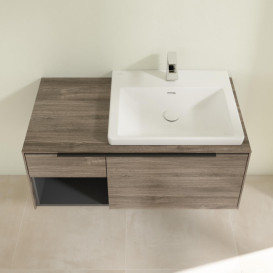 Тумба под раковину Villeroy & Boch Subway 3.0 100х42,3 см ДСП/алюминий дуб каменный/черный вулкан C57101RK