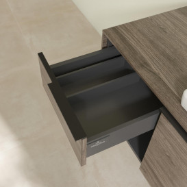 Тумба под раковину Villeroy & Boch Subway 3.0 100х42,3 см ДСП/алюминий дуб каменный/черный вулкан C57101RK